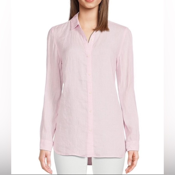 J. McLaughlin size small pink linen button up $188 - Picture 2 of 6